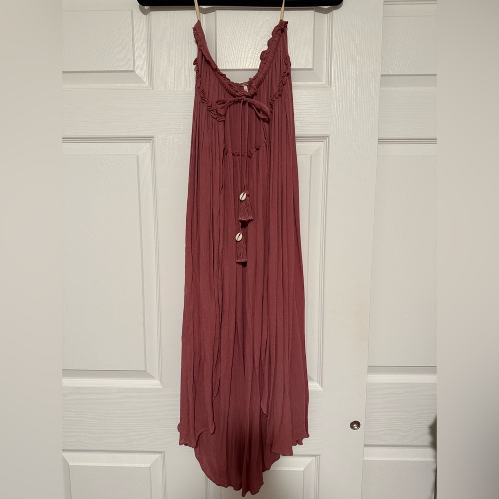 Free People Dusty Rose Peasant Tie-Front Maxi skirt